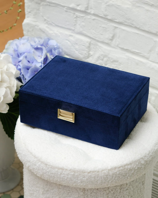 Louise velvet Jewellery box - Navy blue
