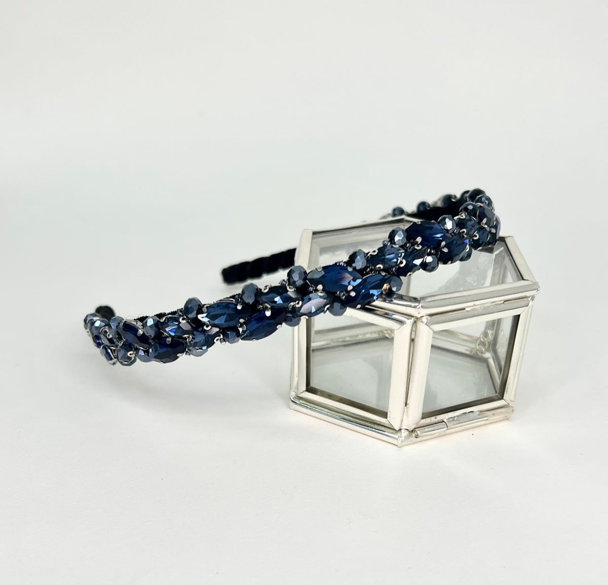 Handmade Beaded Headband - Navy