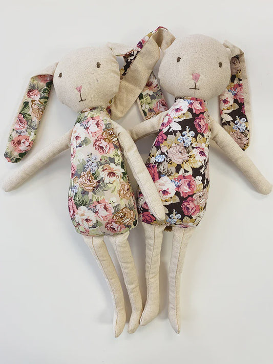 Petal Bunny Toy Large Pink Floral/ Large Floral In Chocolate & Burgundy Roses