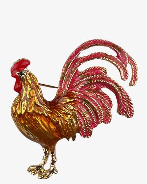 Rooster Enamel Pin - Tan