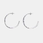 Silver Organic Long Hoop Earrings