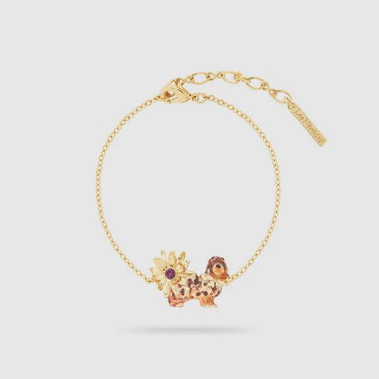 Daschund And Flower Fine Bracelet