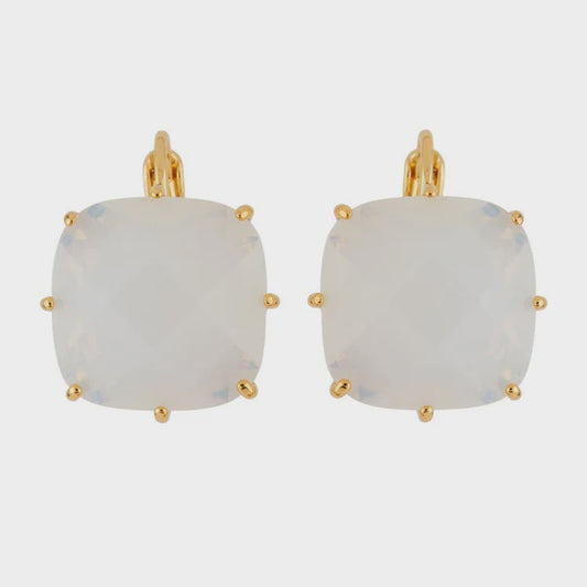 La Diamantine Big Square Stone Opal Earrings | AGLD139D/1